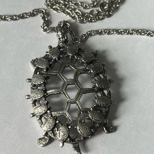 Vintage Metzke Pewter Turtle Necklace
